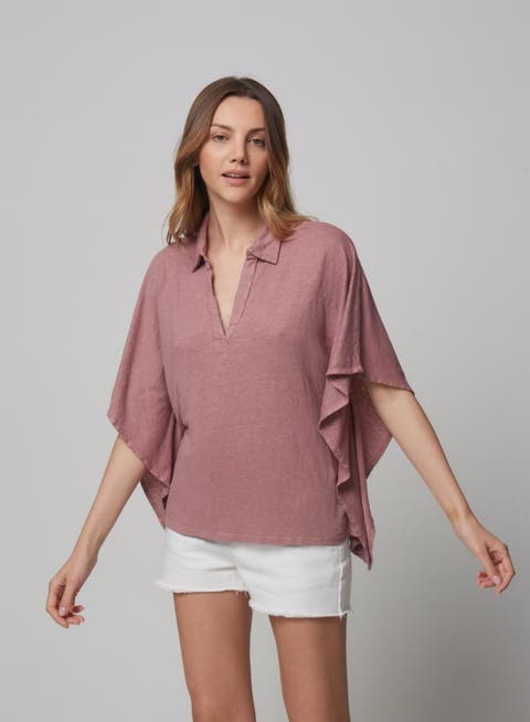 Linen Stretch Hand Dye Short Sleeve Batwing