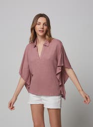 Majestic Filatures Linen Stretch Hand Dye Short Sleeve Batwing