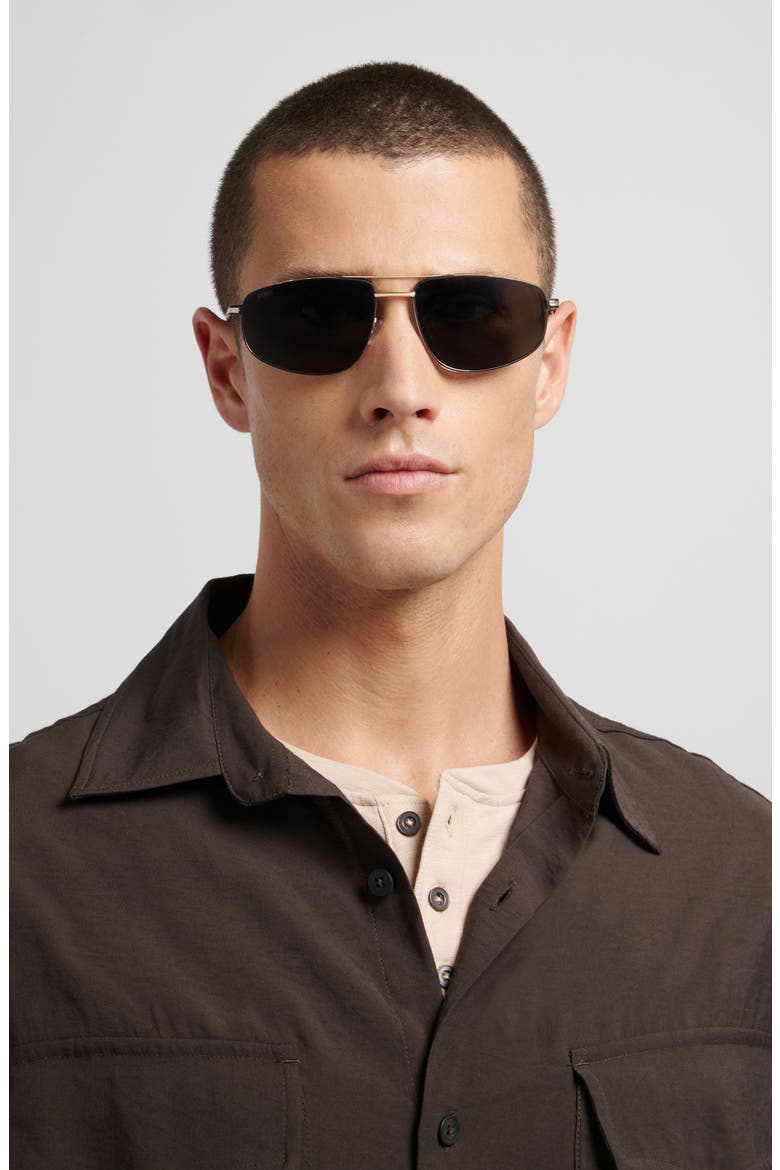 60mm Navigator Sunglasses, Alternate, color, MATTE BLACK GOLD/ GREEN