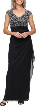 Alex Evenings Cap Sleeve Empire Waist Evening Gown