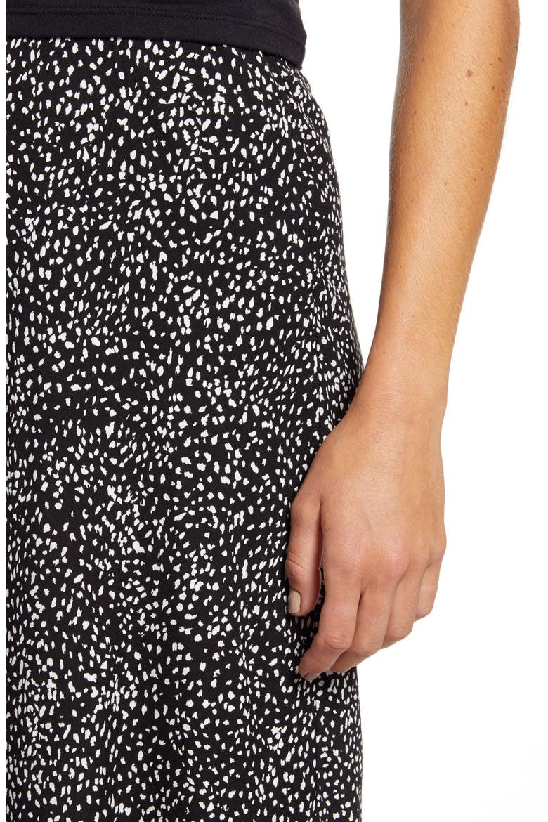 Print Midi Skirt, Alternate, color, BLACK WHITE DOT