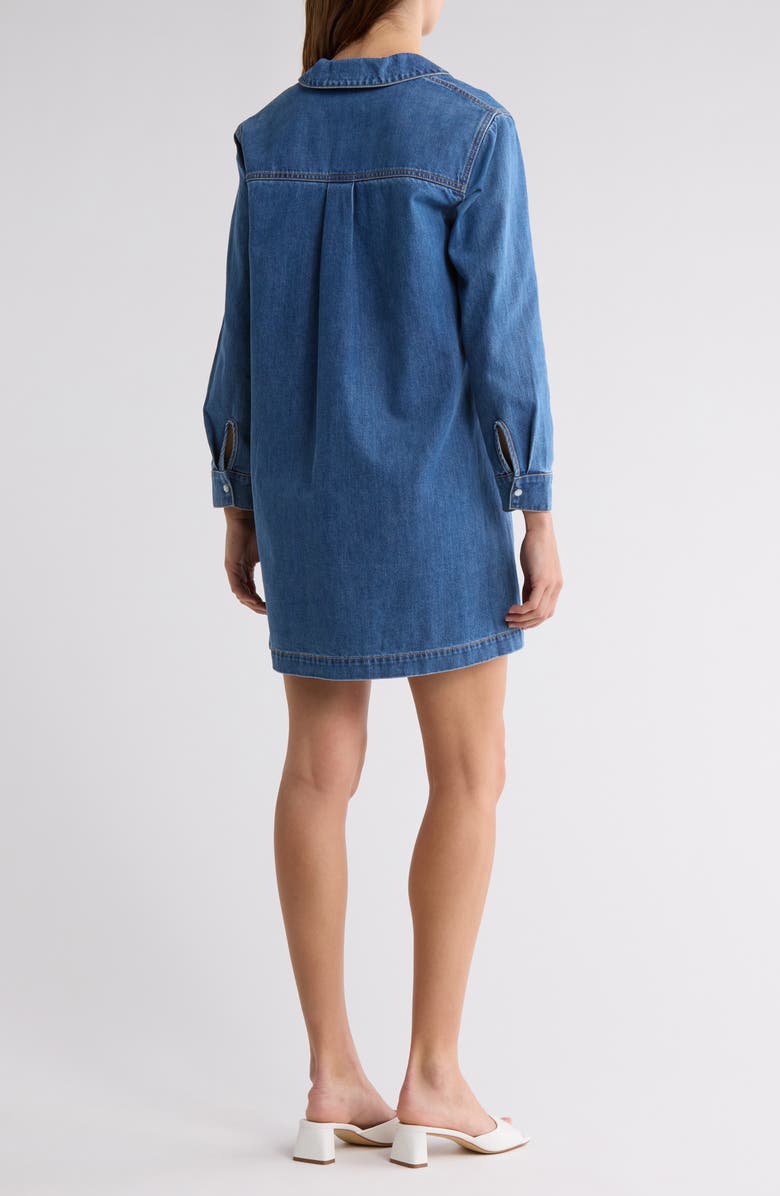Veronica Beard Wasta Long Sleeve Denim Minidress, Alternate, color, 