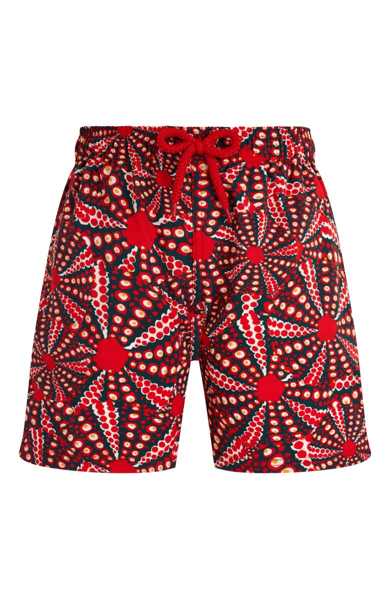 Vilebrequin Kids' Oursinades Stretch Swim Shorts, Alternate, color, Coquelicot