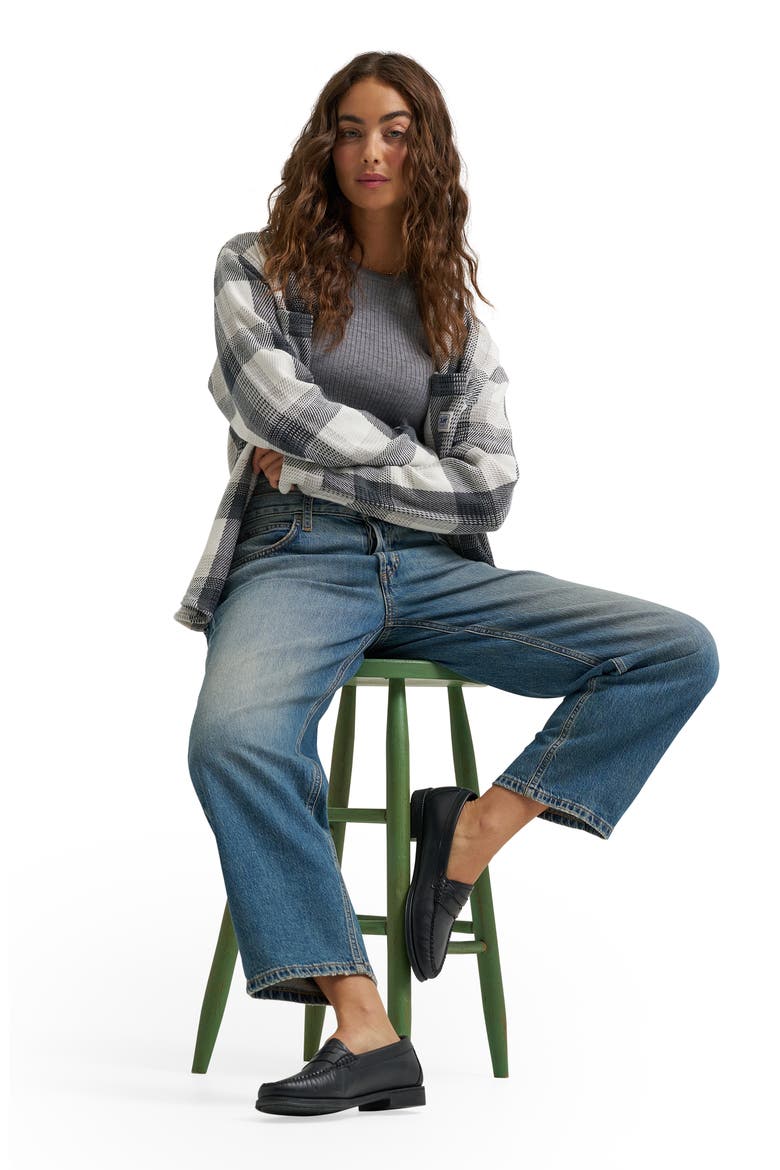Low Slung Low Rise Slouchy Jeans, Alternate, color, INKY BLUE