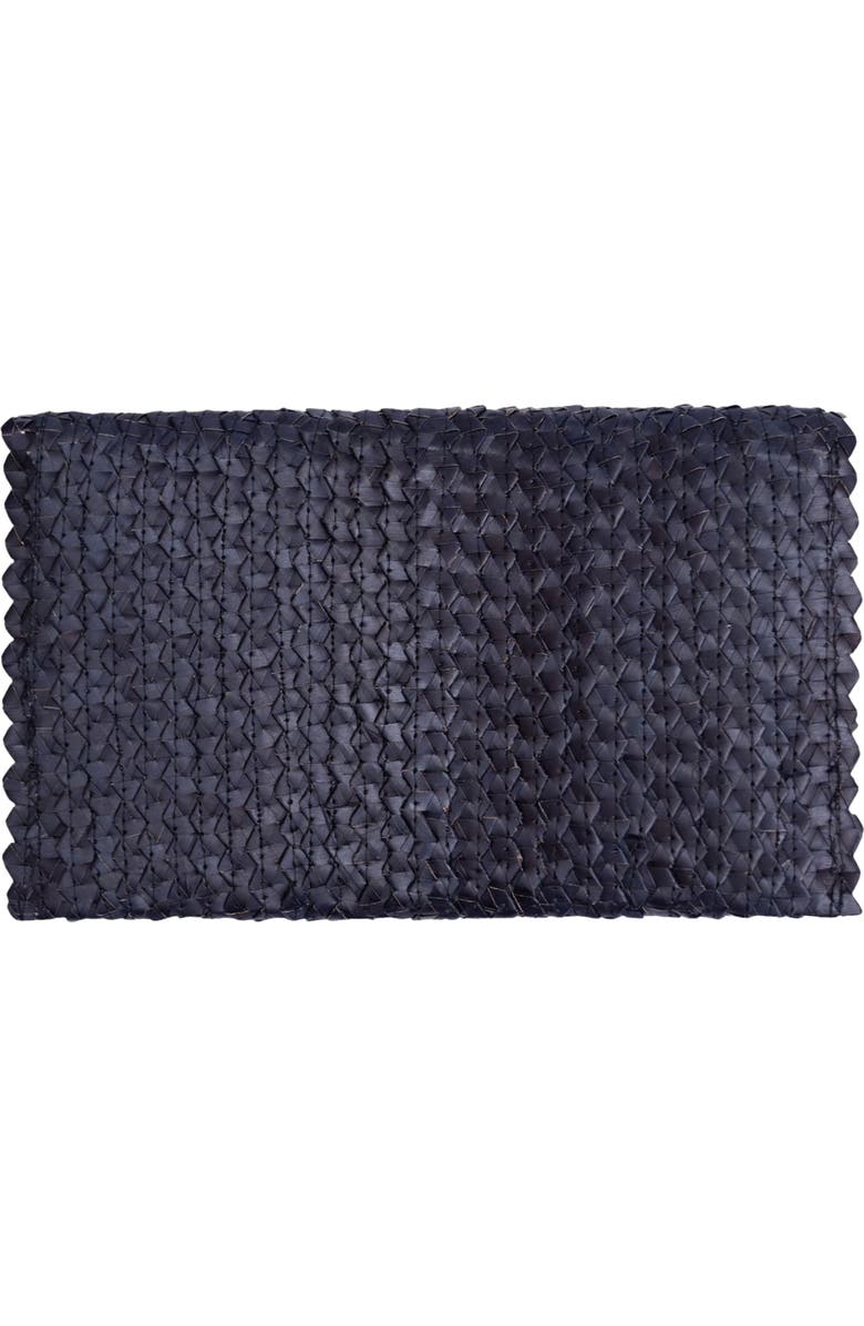 Jelavu Coco Seashell Trim Raffia Clutch, Alternate, color, Black