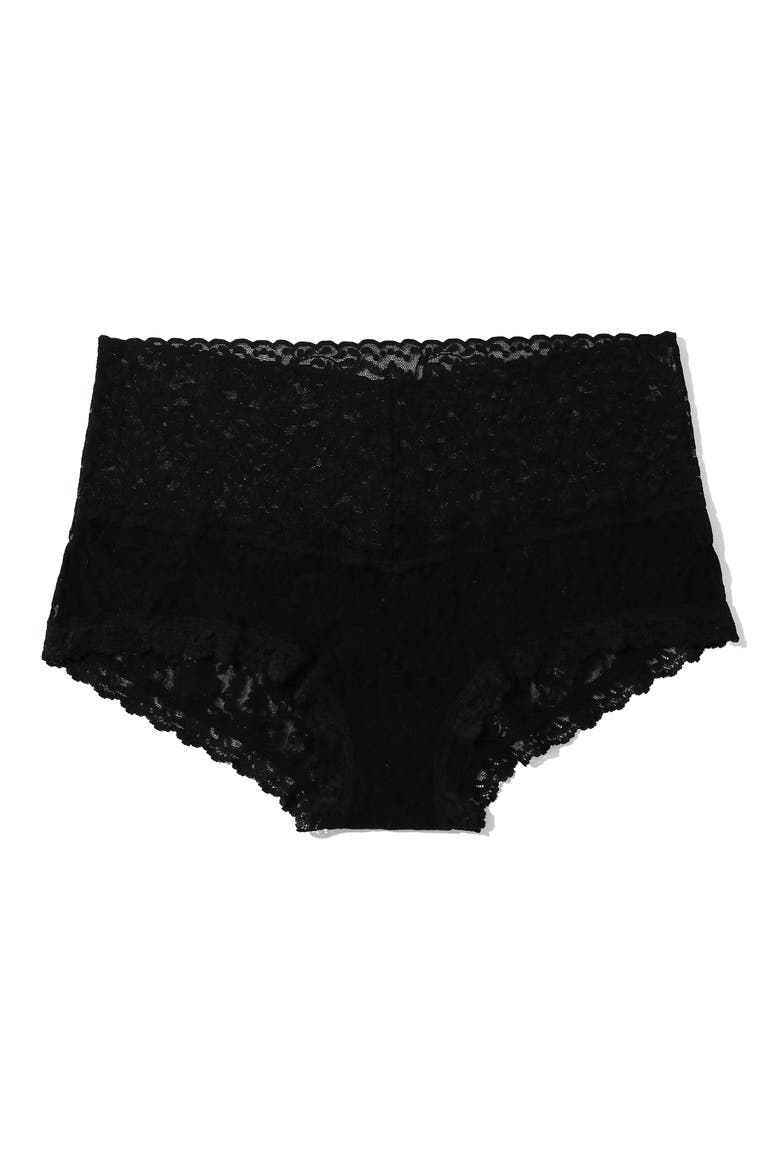 Retro Lace Boyshorts, Alternate, color, BLACK