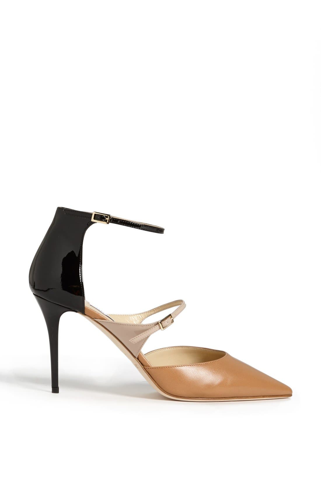 'Twist' Ankle Strap Pump, Alternate, color, TAN/ FRAPPE/ BLACK