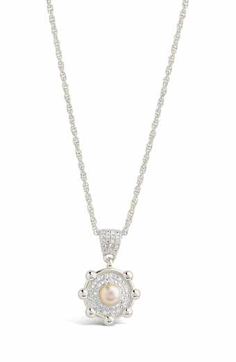 Sterling Forever Etta Cubic Zirconia & Faux Pearl Pendant Necklace