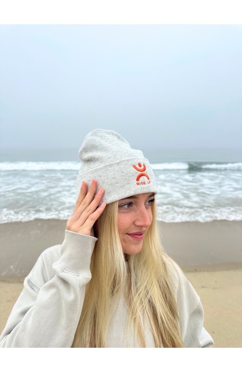 Conscious Ink Rise Up Manifest Beanie, Alternate, color, White Heather