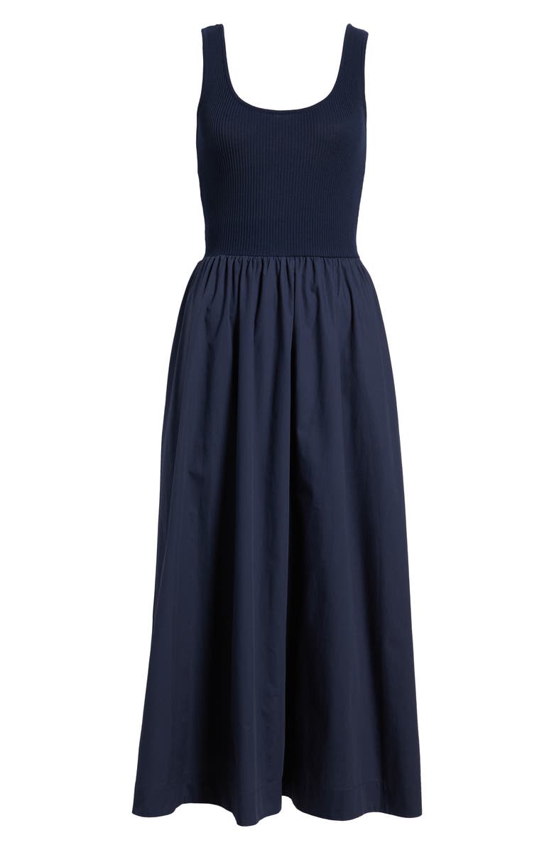 MOON RIVER Sleeveless Mixed Media Maxi Dress, Alternate, color, Navy
