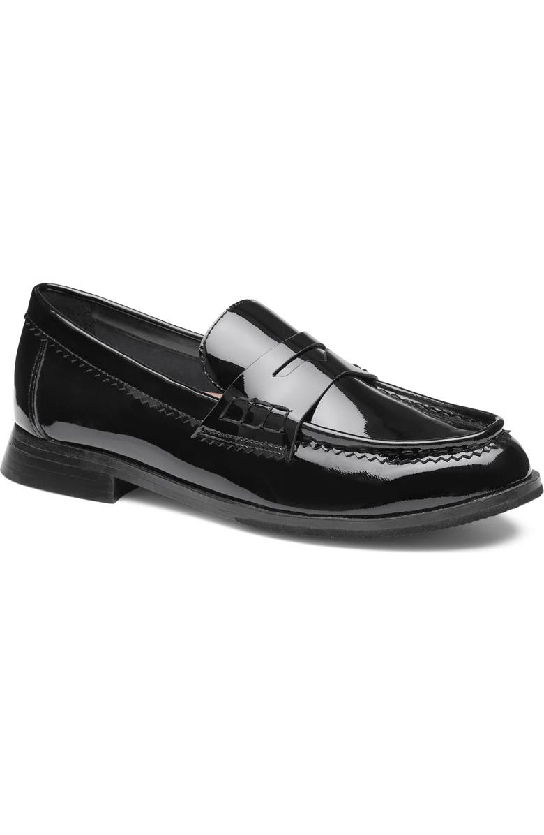 Johnston & Murphy Gillian Patent Leather Penny Loafer, Main, color, Black Patent Leather