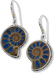 SAMUEL B. Lapis Ammonite Fossil Drop Earrings