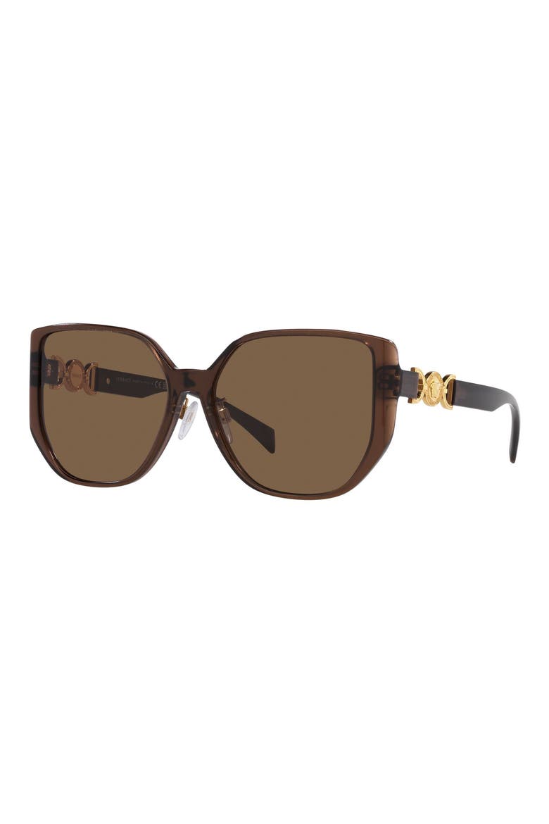 58mm Irregular Sunglasses, Alternate, color, TRANSPARENT BROWN / DARK BROWN