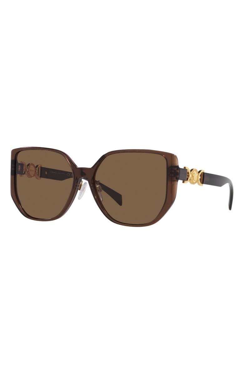 Versace 58mm Irregular Sunglasses, Alternate, color, Transparent Brown / Dark Brown