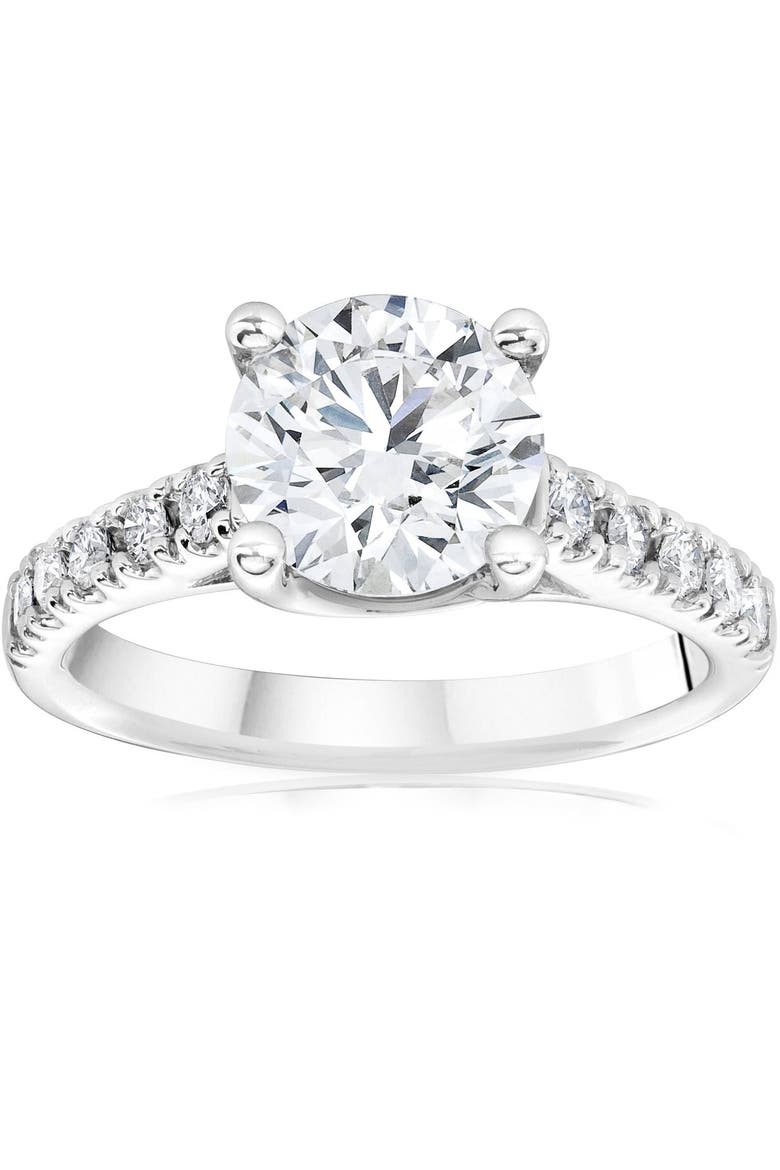 Certified 2 1/2Ct Diamond Cathedral Engagement Ring 14k Gold Lab Grown, Main, color, 14k White Gold