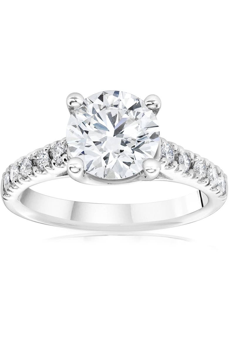 Bliss Diamond Certified 2 1/2Ct Diamond Cathedral Engagement Ring 14k Gold Lab Grown, Main, color, 14K White Gold
