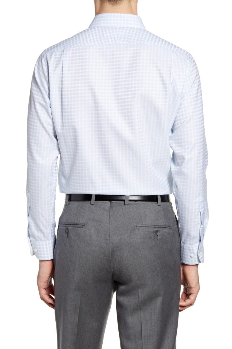 Trim Fit Non-Iron Dress Shirt, Alternate, color, BLUE COOL EOE PLAID