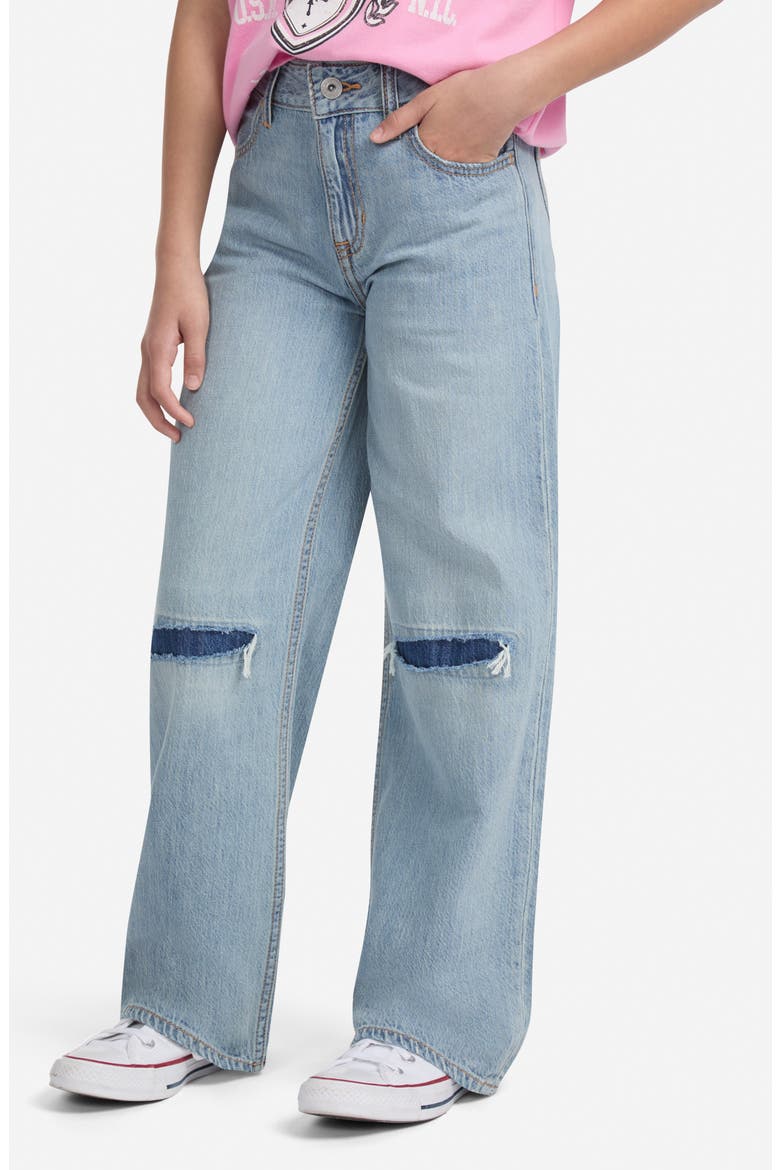 Kids' Ripped High Waist Wide Leg Jeans, Alternate, color, STRATUS DESTROY