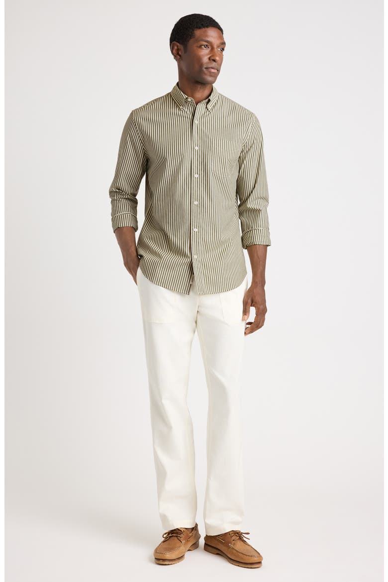 Everyday Slim Fit Button-Down Shirt, Alternate, color, GREEN IVORY STRIPE