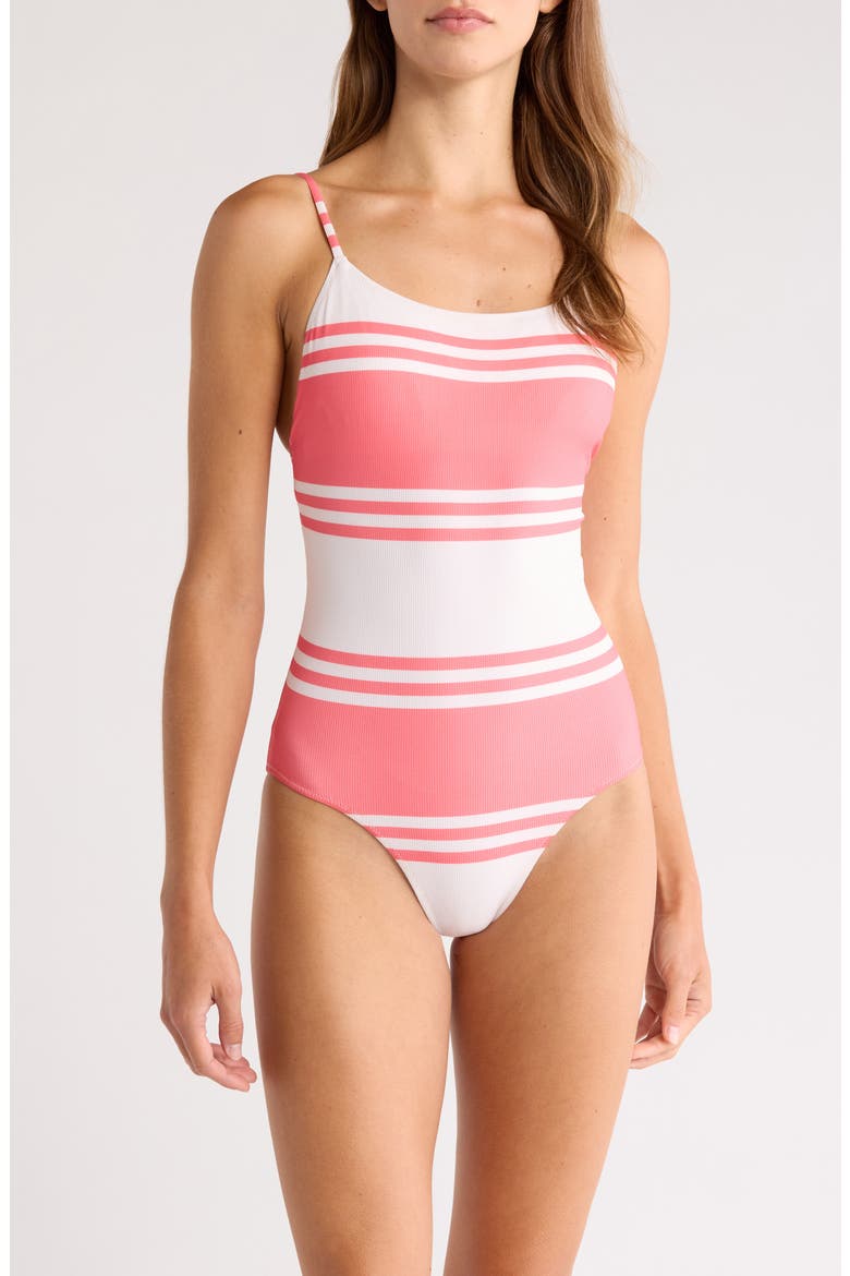 Elene Stripe Rib One-Piece Swimsuit, Main, color, AYELE FRAGARIA