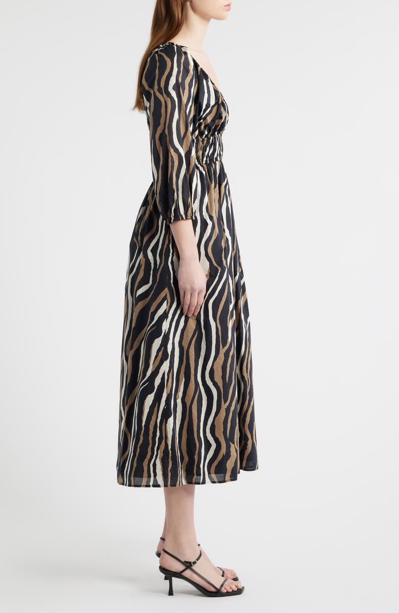 Rails Paio Print Three-Quarter Sleeve Cotton Midi Dress, Alternate, color, Canyon Stripe