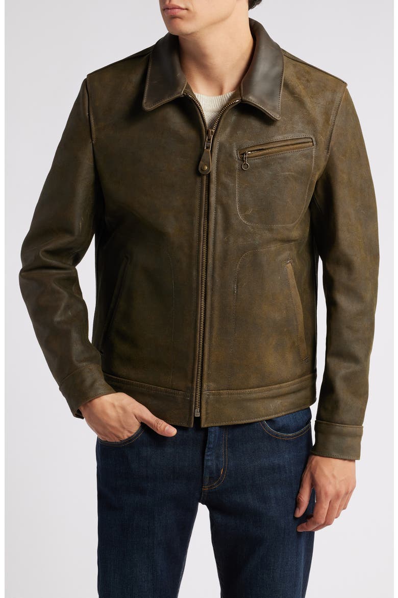 Leather Jacket, Alternate, color, OLIVE