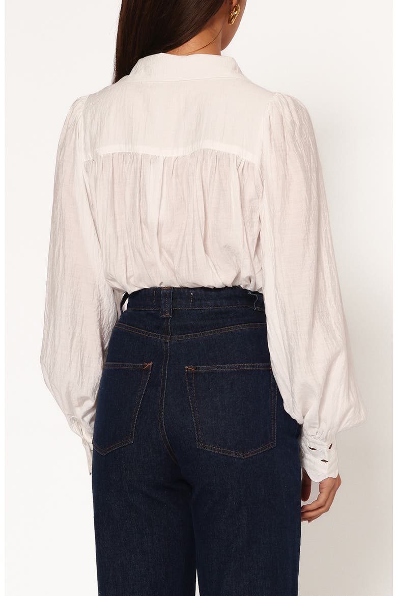 Primrose Rickrack Trim Long Sleeve Button-Up Shirt, Alternate, color, WHITE