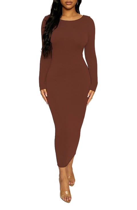 Timeless Long Sleeve Body-Con Midi Dress