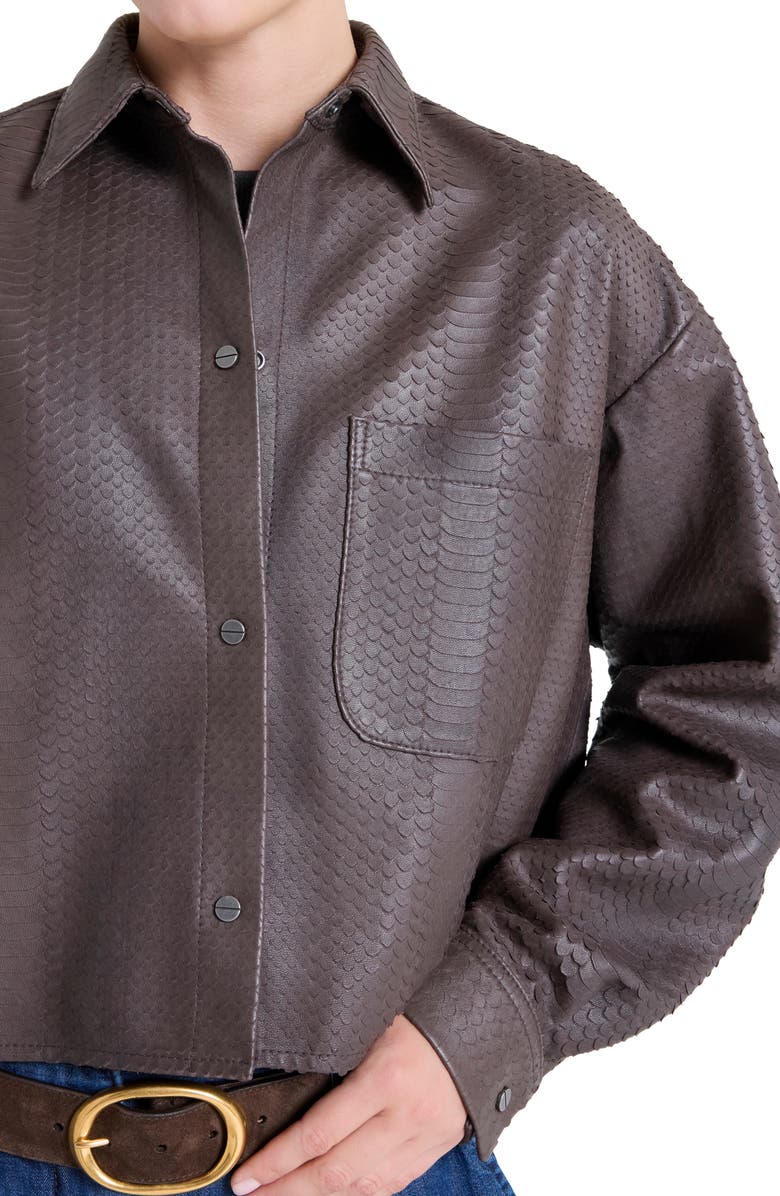 TWP Little Big Joe Leather Button-Up Shirt, Alternate, color, Dark Chocolate