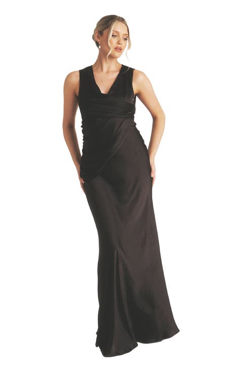 Plunge Drape Satin Bridesmaid Dress