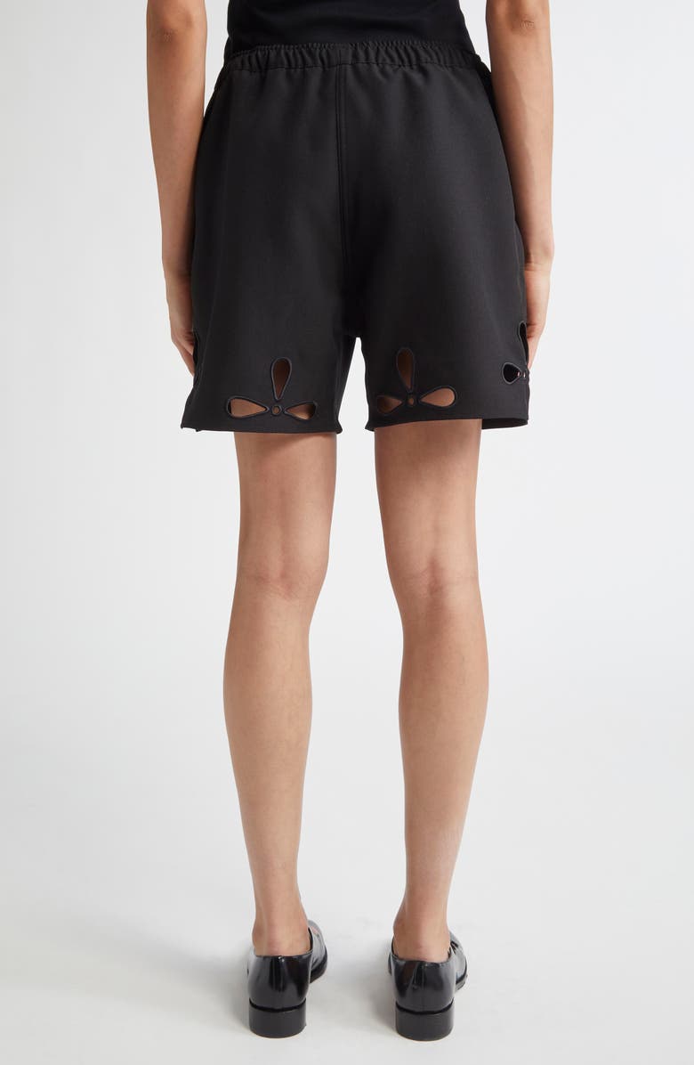 Coperni Petal Cutout Eyelet Embroidered Cutout Shorts, Alternate, color, Black