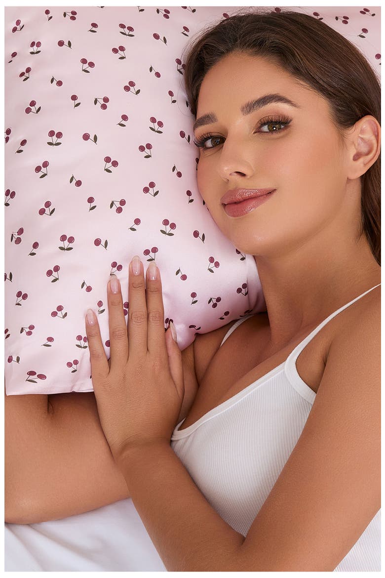 Cherry Satin Pillowcase, Alternate, color, PRINTED