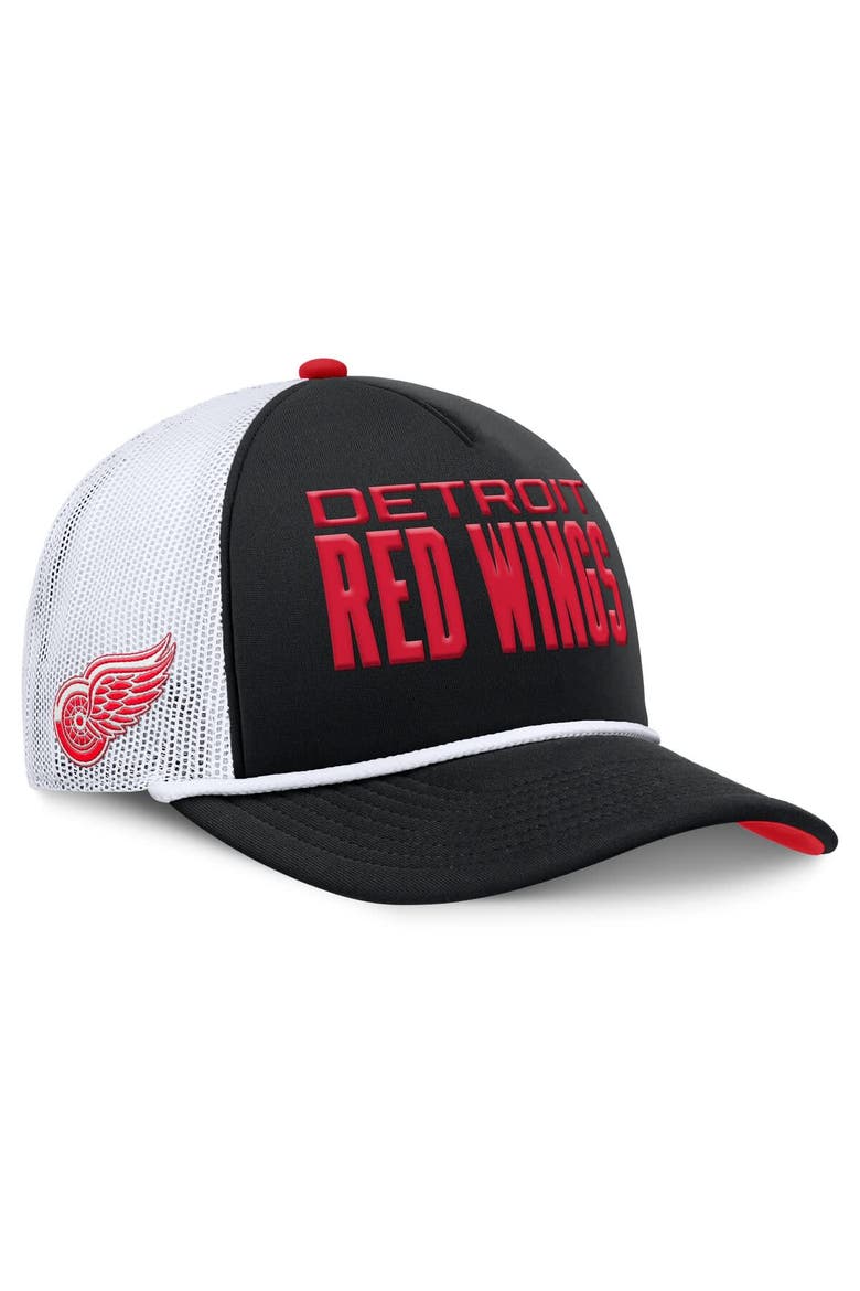 Men's Fanatics Black/White Detroit Red Wings Authentic Pro Rink A-Frame Adjustable Hat, Main, color, Black