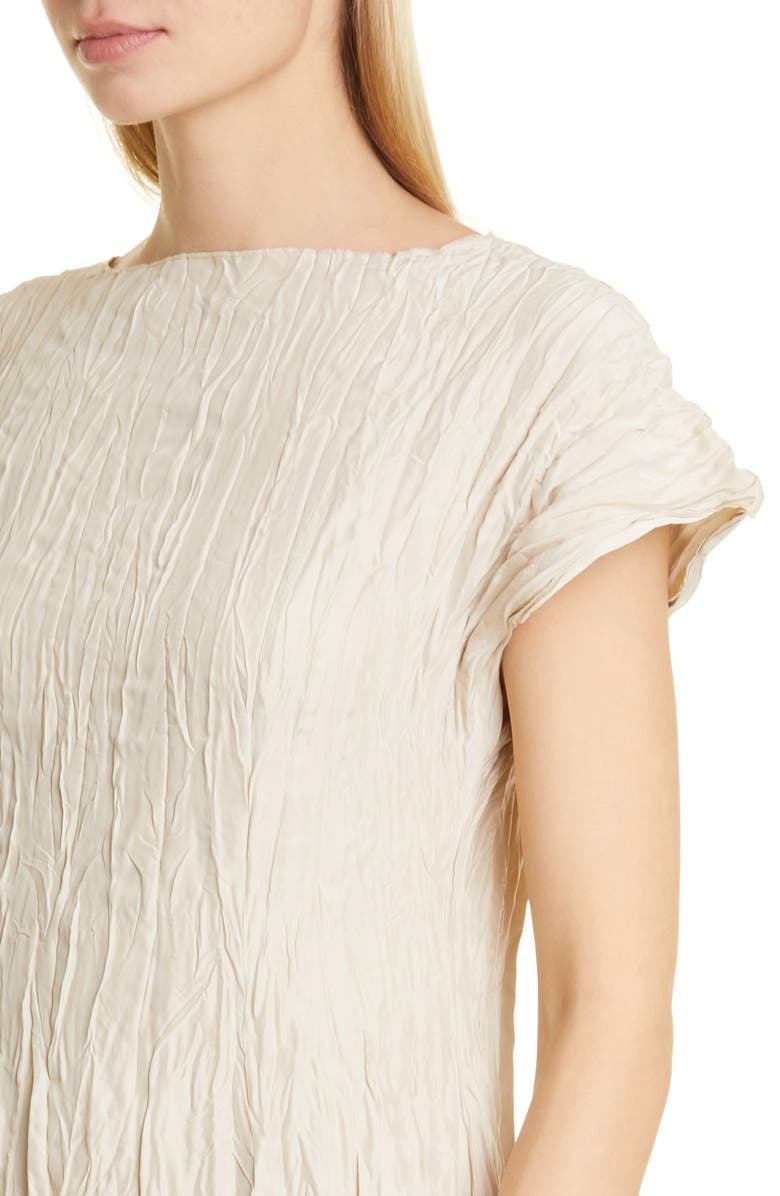TOTEME Crinkled Cap Sleeve Habutai Silk Midi Dress, Alternate, color,