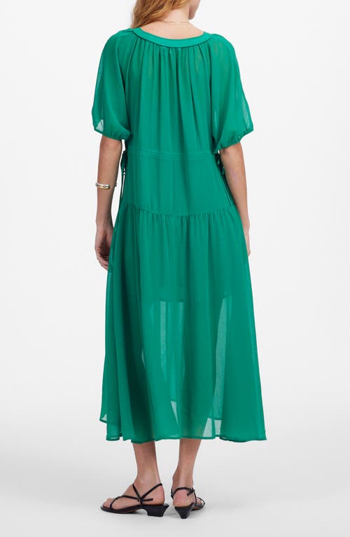 Madewell Sheer V-neck Dolman Sleeve Maxi Dress In Verdant Green