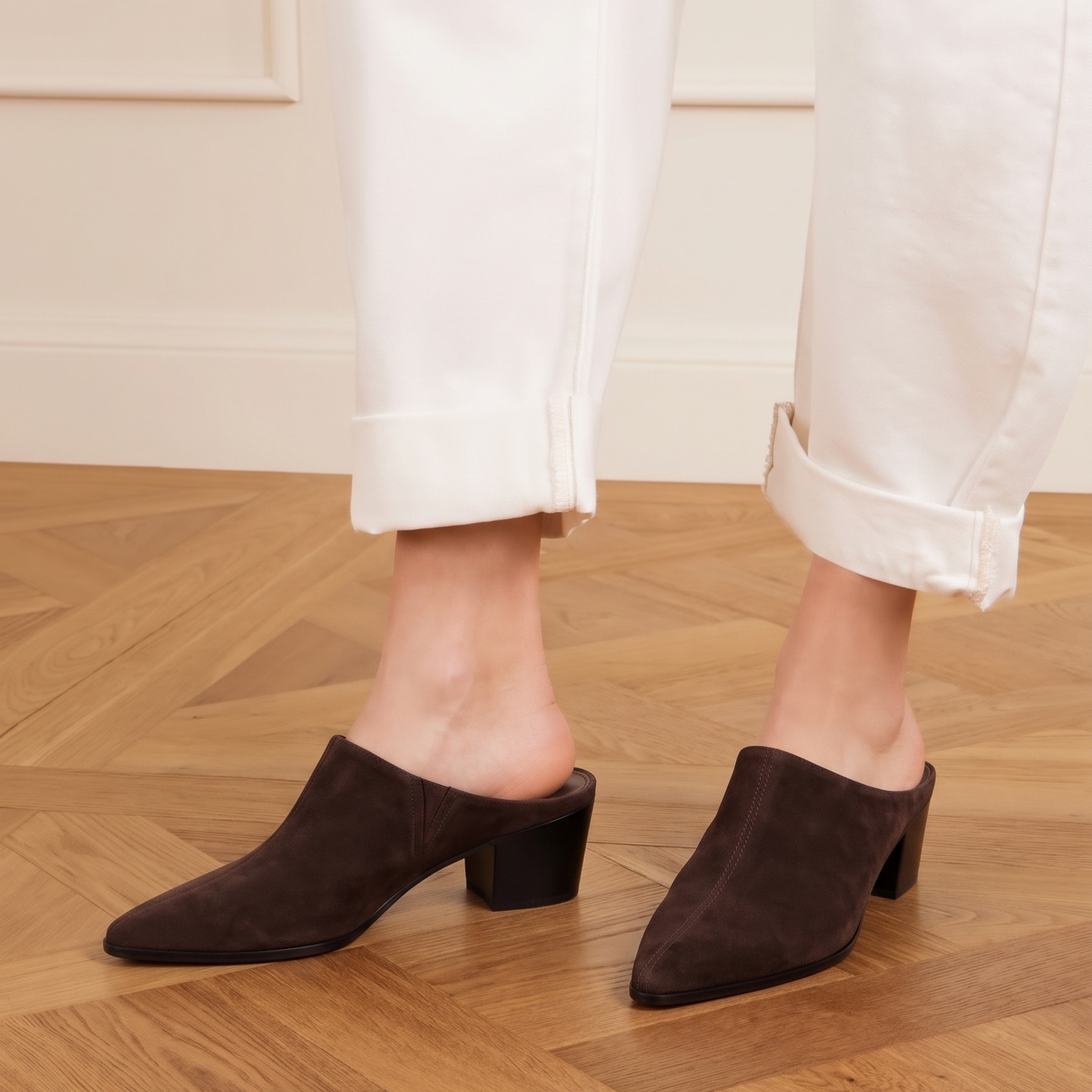 Carla Western Leather Mules, Alternate, color, Brown Suede