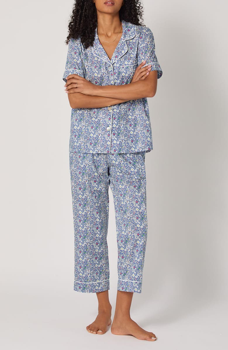 BedHead Pajamas Floral Print Cotton Jersey Crop Pajamas, Main, color, Junes Meadow