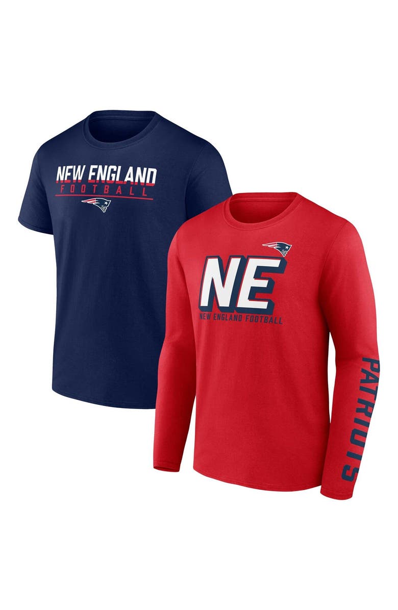 FANATICS Men's Fanatics Branded Red/Navy New England Patriots Two-Pack T-Shirt Combo Set, Alternate, color, 