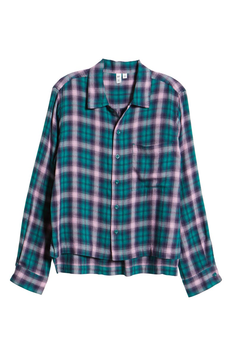BP. Be Proud by BP. Gender Inclusive Plaid Flannel Button-Up Shirt, Alternate, color, 