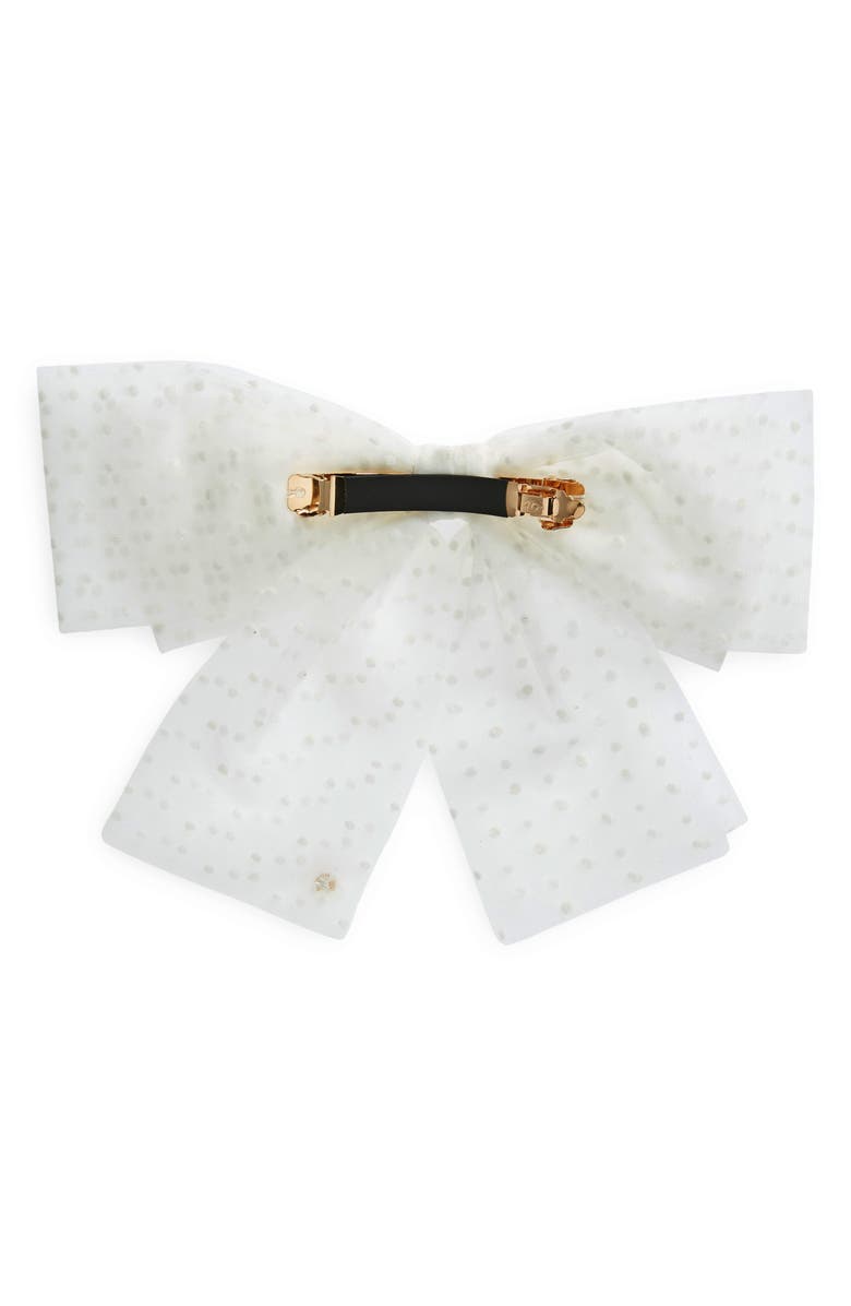 Lele Sadoughi Swiss Dot Sheer Bow Barrette, Alternate, color,