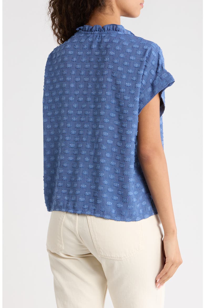 Textured Tie Neck Top, Alternate, color, CLASSIC INDIGO