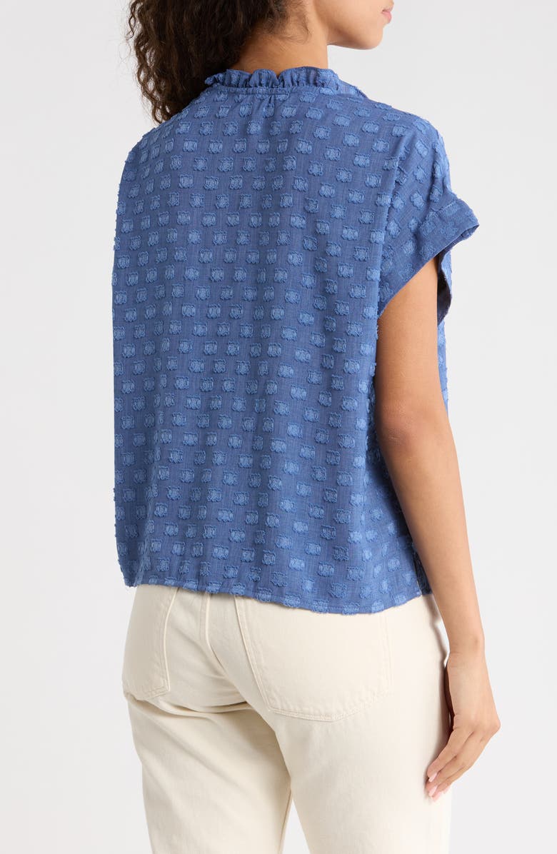 Vince Camuto Textured Tie Neck Top, Alternate, color, Classic Indigo