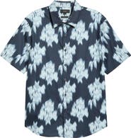 Vince Blurred Roses Cotton Blend Button-Up Shirt