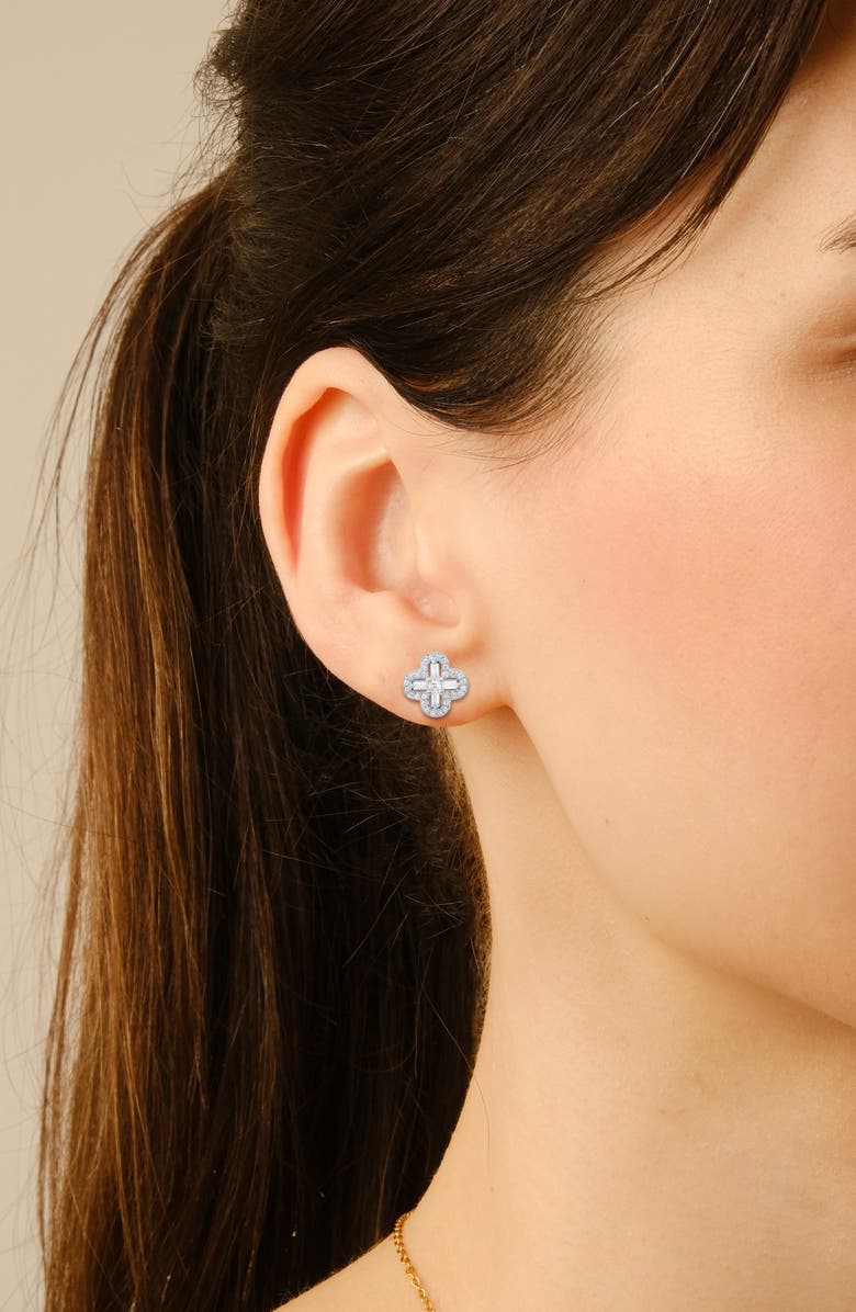 Queen Jewels Sterling Silver CZ Stud Earrings, Alternate, color, Silver