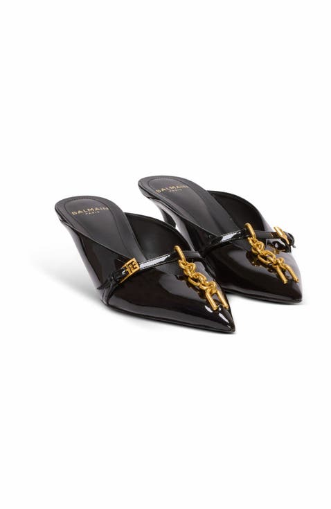 Sync Patent Leather Mules With Pointed Toe