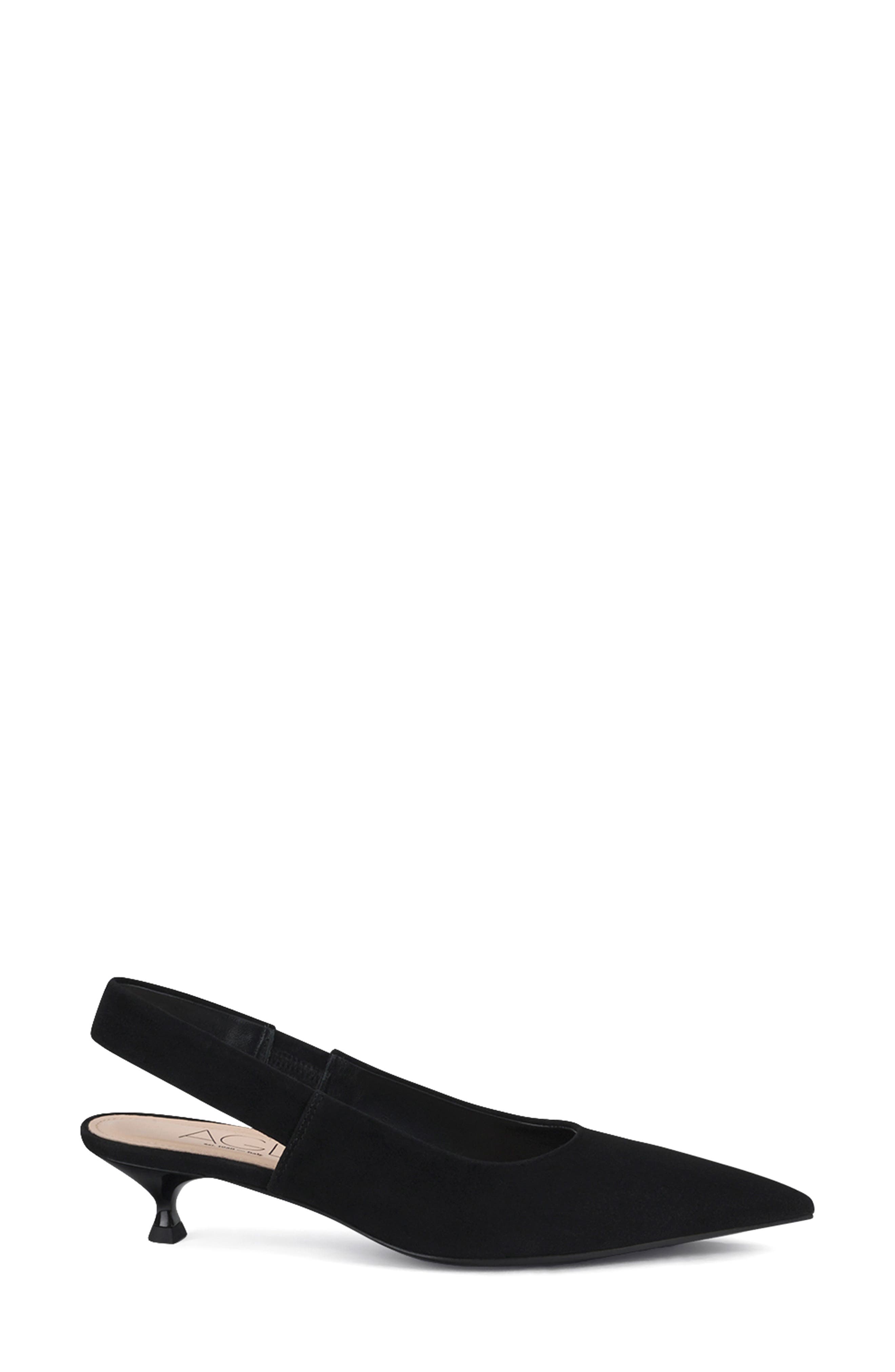 AGL Lenor Slingback Pointed Toe Kitten Heel Pump, Alternate, color, Nero-Nero