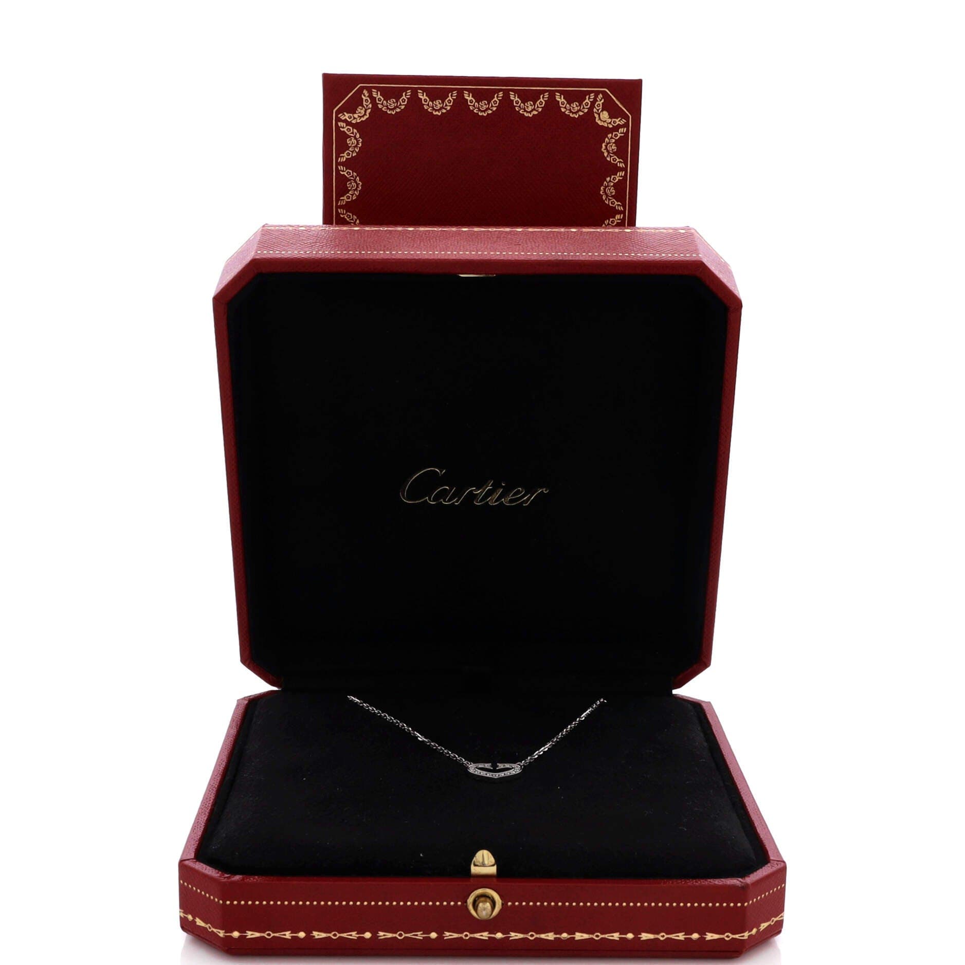 C Heart de Cartier Pendant Necklace 18K White Gold with Pave Diamonds, Alternate, color, Metallic Gold