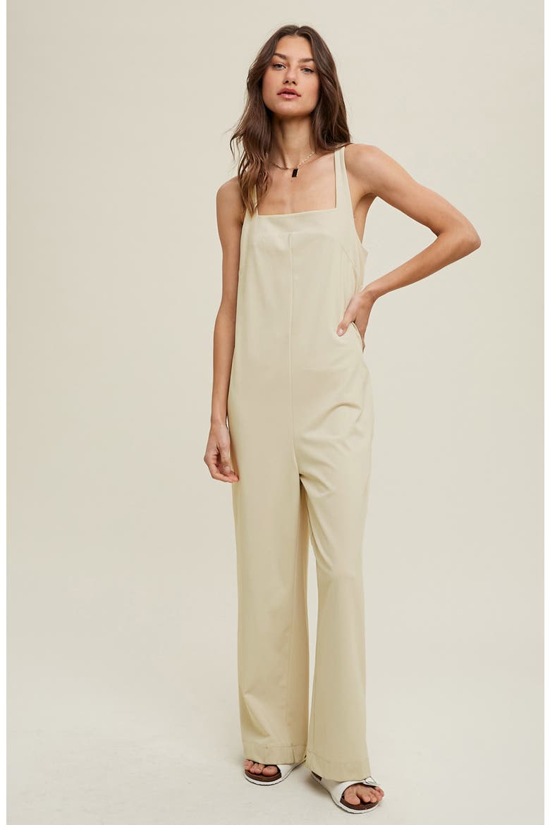 Square Neck Sleeveless Scuba Jumpsuit, Alternate, color, OAT MILK