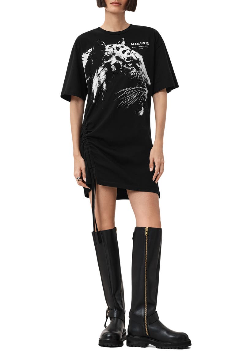 long sleeve graphic t shirt dress Fierce Vintage Long-Sleeve Graphic T-Shirt Dress
