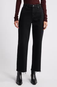 FRAME Le Jane High Waist Raw Hem Crop Straight Leg Jeans